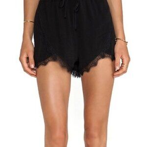 Lovers + Friends Shorts Womens Pajama Lounge Size XS‎ Black Lace Trim Cross Over